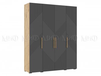 Шкаф 1800 мм Ирис с антресолью крафт/графит (Миф) в Арамиле - aramil.mebel-e96.ru