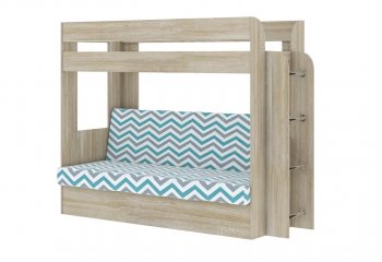 Кровать 2-х ярусная с диваном Карамель 75 сонома (WILLY MINT) в Арамиле - aramil.mebel-e96.ru