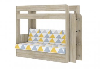 Кровать 2-х ярусная с диваном Карамель 75 сонома (Otto Yellow) в Арамиле - aramil.mebel-e96.ru
