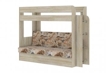 Кровать 2-х ярусная с диваном Карамель 75 сонома (Саванна) в Арамиле - aramil.mebel-e96.ru