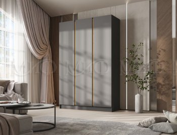 Шкаф 1500 мм 3-х створчатый Келвин графит  (Миф) в Арамиле - aramil.mebel-e96.ru