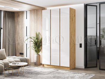 Шкаф 1200 мм 3-х ств. Келвин крафт золотой/белый (Миф) в Арамиле - aramil.mebel-e96.ru