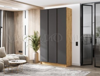 Шкаф 1200 мм 3-х ств. Келвин дуб золотой/графит (Миф) в Арамиле - aramil.mebel-e96.ru