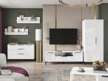 Стенка Кимберли белый, модульная (Handis) в Арамиле - aramil.mebel-e96.ru