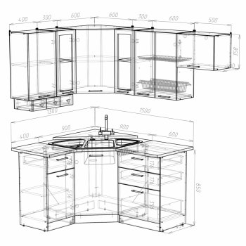 Кухонный гарнитур Кира литл 1300х2000 мм (Герда) в Арамиле - aramil.mebel-e96.ru