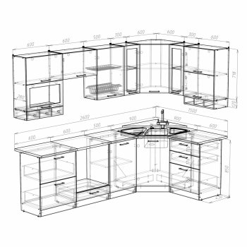 Кухонный гарнитур Кира гранд оптима 2600х1500 мм (Герда) в Арамиле - aramil.mebel-e96.ru