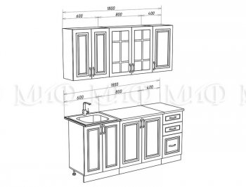 Кухонный гарнитур Констанция 1800 мм белый/джинс (Миф) в Арамиле - aramil.mebel-e96.ru