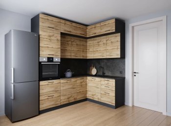 Кухонный гарнитур угловой Крафт 2200*1700 мм (Санвут) в Арамиле - aramil.mebel-e96.ru