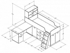 Кровать-чердак Дюймовочка-1 Дуб молочный/орех в Арамиле - aramil.mebel-e96.ru