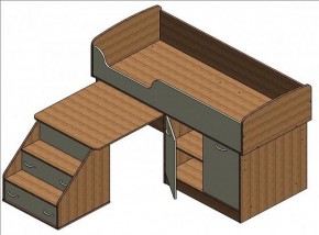 Кровать-чердак Дюймовочка-2 Дуб молочный/орех в Арамиле - aramil.mebel-e96.ru