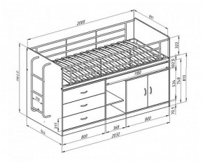 Кровать-чердак Дюймовочка-6  Белый/Голубой в Арамиле - aramil.mebel-e96.ru