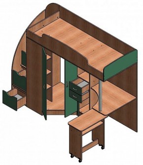 Кровать-чердак Теремок-1 Гранд  Дуб молочный/Венге в Арамиле - aramil.mebel-e96.ru