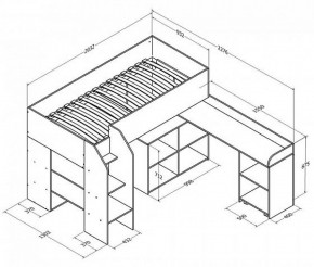 Кровать-чердак Теремок-2 Дуб молочный в Арамиле - aramil.mebel-e96.ru