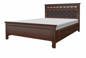 Кровать из массива Грация с 2 ящиками Орех/коричневая (БМ) в Арамиле - aramil.mebel-e96.ru