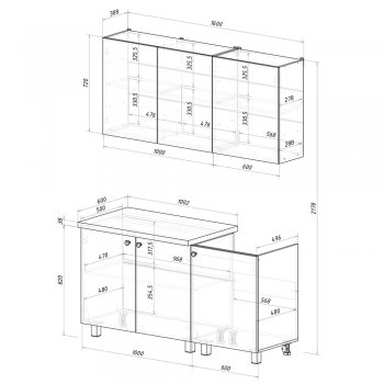 Кухонный гарнитур Куба 1600 мм (БТС) в Арамиле - aramil.mebel-e96.ru