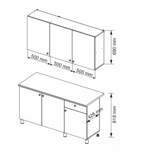 Кухонный гарнитур POINT 1500 мм (Гор) в Арамиле - aramil.mebel-e96.ru