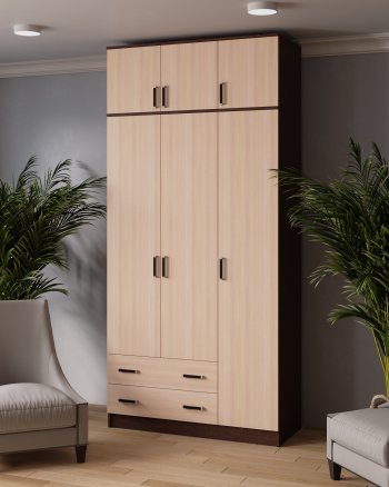 Шкаф Лагуна с антресолью венге/дуб (Текс) в Арамиле - aramil.mebel-e96.ru