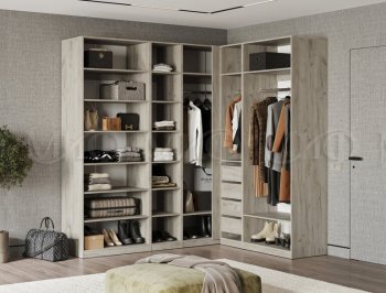 Гардеробная/шкаф 2200*1706 мм Ларго №3 дуб крафт серый/кашемир (Миф) в Арамиле - aramil.mebel-e96.ru