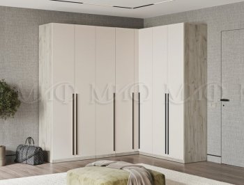 Гардеробная/шкаф 2200*1706 мм Ларго №3 дуб крафт серый/кашемир (Миф) в Арамиле - aramil.mebel-e96.ru