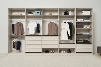 Гардеробная/шкаф 4000 мм Ларго №1 открытая Кашемир (Миф) в Арамиле - aramil.mebel-e96.ru