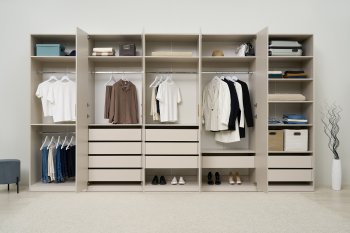 Гардеробная/шкаф 4000 мм Ларго №4 Кашемир (Миф) в Арамиле - aramil.mebel-e96.ru