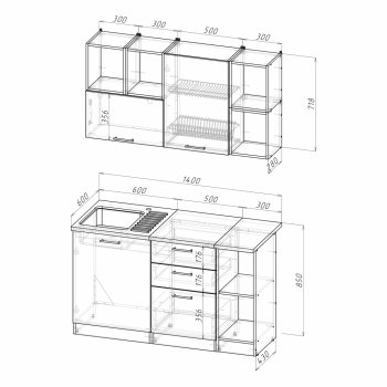 Кухонный гарнитур Лариса медиум 3 1400 мм (Герда) в Арамиле - aramil.mebel-e96.ru