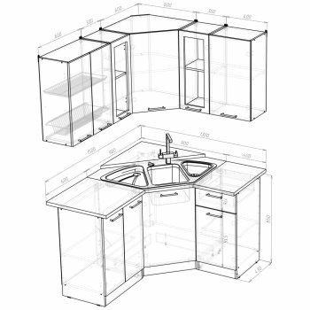 Кухонный гарнитур Лариса оптима 2 1500х1300 мм (Герда) в Арамиле - aramil.mebel-e96.ru