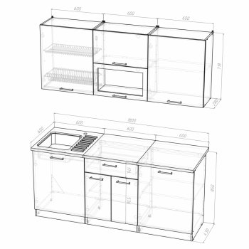 Кухонный гарнитур Лариса макси 1 1800 мм (Герда) в Арамиле - aramil.mebel-e96.ru