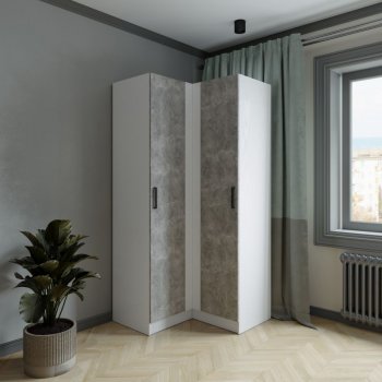 Шкаф угловой Ларс (угол прямой), Белый/Ателье светлое (Микон) в Арамиле - aramil.mebel-e96.ru