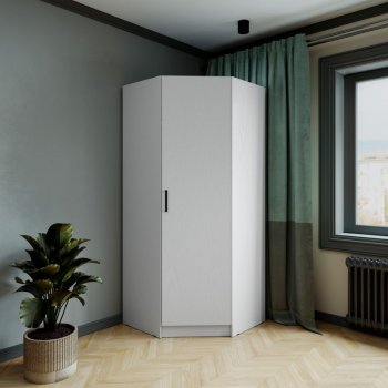 Шкаф угловой Ларс (угол скос), Белый (Микон) в Арамиле - aramil.mebel-e96.ru