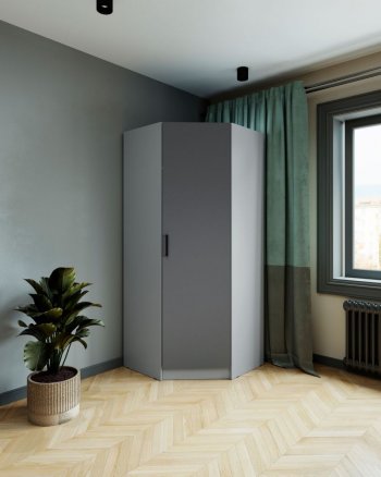 Шкаф угловой Ларс (угол скос), Серый камень/графит (Микон) в Арамиле - aramil.mebel-e96.ru