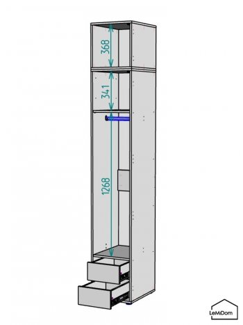 Шкаф с антресолью 400 мм Linnea MHR-1A-3 2450х400х510 (Графит-М 11.1.25) в Арамиле - aramil.mebel-e96.ru