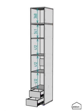 Шкаф с антресолью 400 мм Linnea MHR-1A-4 2450х400х510 (Графит-М 11.1.25) в Арамиле - aramil.mebel-e96.ru