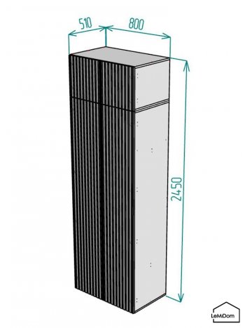 Шкаф с антресолью 800 мм Linnea MHR-2A-3 2450х800х510 (Графит-М 11.1.25) в Арамиле - aramil.mebel-e96.ru
