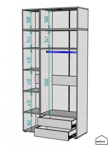 Шкаф с антресолью 1200 мм Linnea MHR-3A-2 2450х1200х510 (ДВ-М 11.1.25) в Арамиле - aramil.mebel-e96.ru