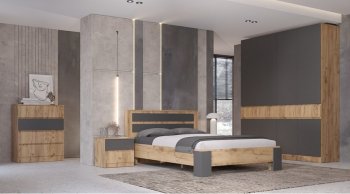 Шкаф 1000 мм 2х ств. Ленора вотан/Графит (Лин) в Арамиле - aramil.mebel-e96.ru