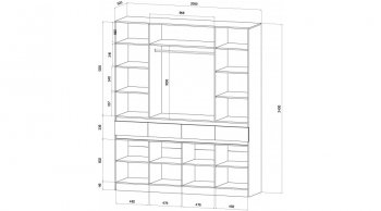 Шкаф 2000 мм 4х ств. Ленора вотан/Кашемир (Лин) в Арамиле - aramil.mebel-e96.ru