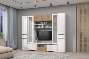 Стенка Лиана комп.3 крафт (Зарон) в Арамиле - aramil.mebel-e96.ru