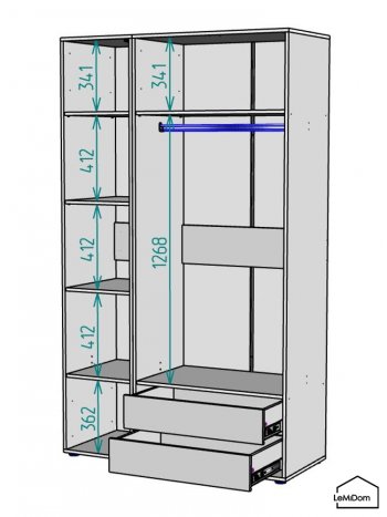 Шкаф Linnea MHR-3-2 2050х1200х510 (Белый-М 11.1.2) в Арамиле - aramil.mebel-e96.ru