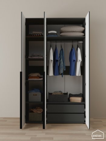 Шкаф Linnea MHR-3-2 2050х1200х510 (Графит-М 11.1.25) в Арамиле - aramil.mebel-e96.ru