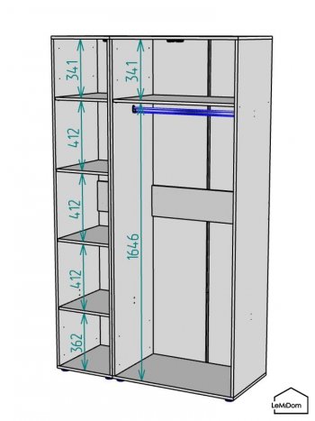 Шкаф Linnea MHR-3-1 2050х1200х510 (Графит-М 11.1.25) в Арамиле - aramil.mebel-e96.ru
