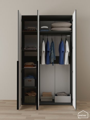 Шкаф Linnea MHR-3-1 2050х1200х510 (Графит-М 11.1.25) в Арамиле - aramil.mebel-e96.ru