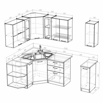 Кухонный гарнитур Лира оптима 1500х1800 мм (Герда) в Арамиле - aramil.mebel-e96.ru