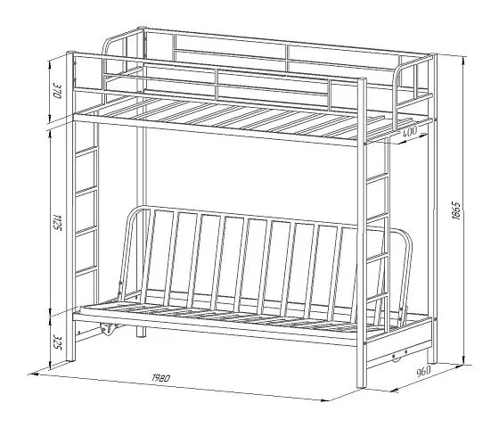 Кровать двухъярусная с диваном Мадлен (велюр) (ФМ) в Арамиле - aramil.mebel-e96.ru