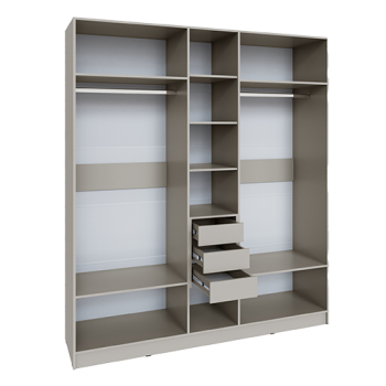 Шкаф Мадрид 2000 мм с зеркалом и ящиками, кашемир (Текс) в Арамиле - aramil.mebel-e96.ru