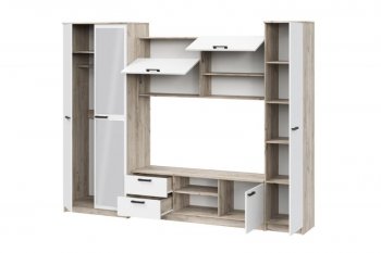 Стенка Марта-12 дуб крафт серый/белый (ИЦ) в Арамиле - aramil.mebel-e96.ru