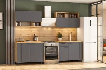 Кухонный гарнитур Монако 2000 мм графит (СВ) в Арамиле - aramil.mebel-e96.ru