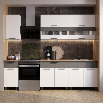 Кухонный гарнитур Монтана 2000 мм белый/графит (БТС) в Арамиле - aramil.mebel-e96.ru