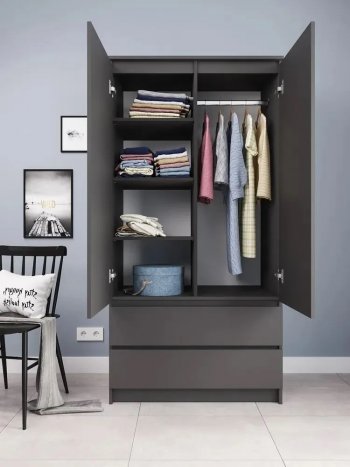 Шкаф 900 мм с антресолью Мори 900.2 графит (ДСВ) в Арамиле - aramil.mebel-e96.ru
