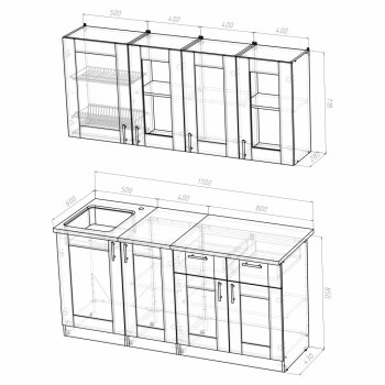 Кухонный гарнитур Ника демо 1700 мм (Герда) в Арамиле - aramil.mebel-e96.ru